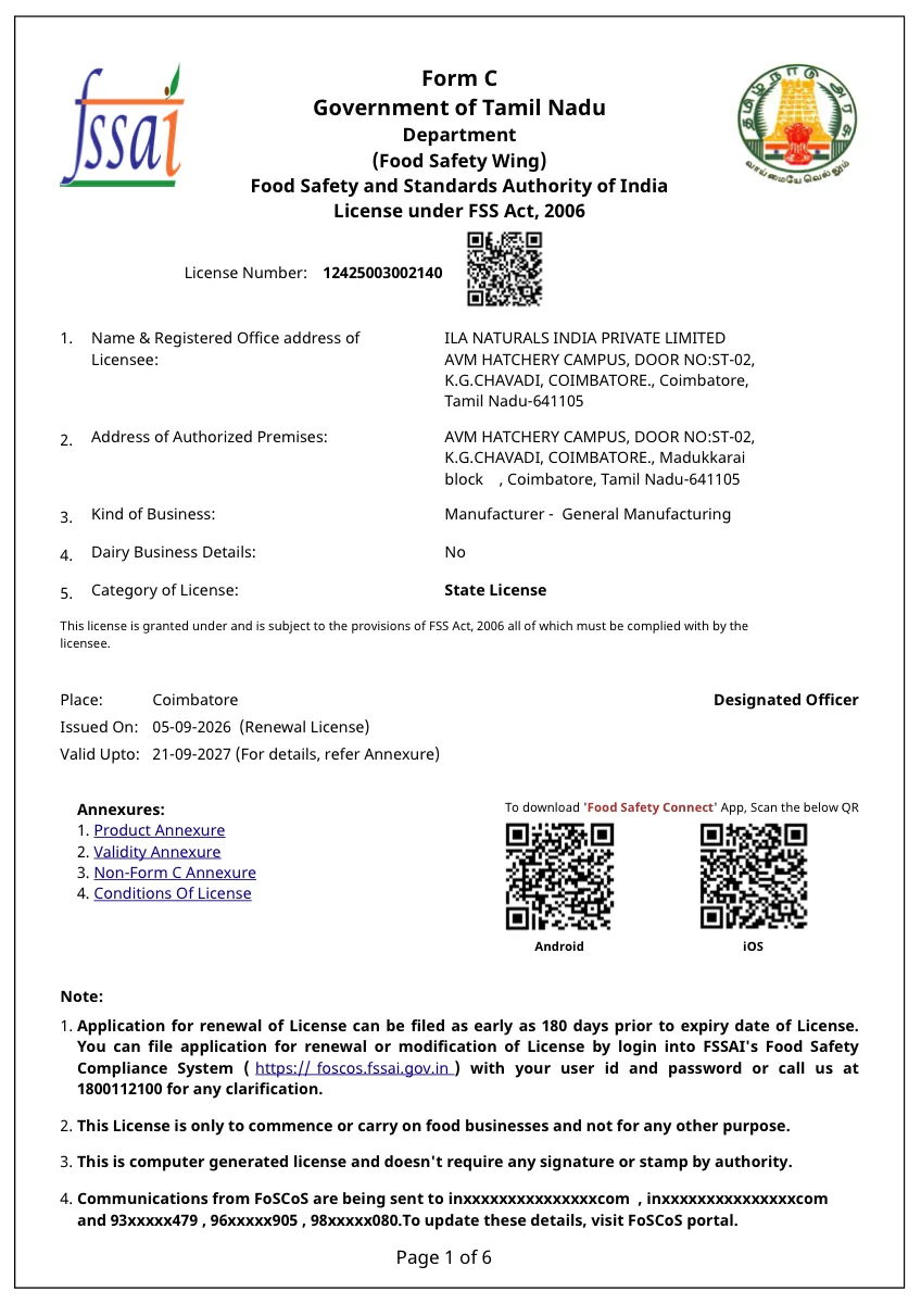 FSSAI License certificate preview
