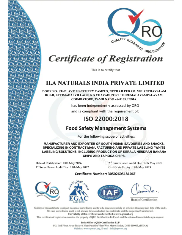 ISO 22000:2018 certificate preview
