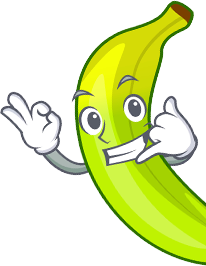 Banana mascot inviting you to get in touch